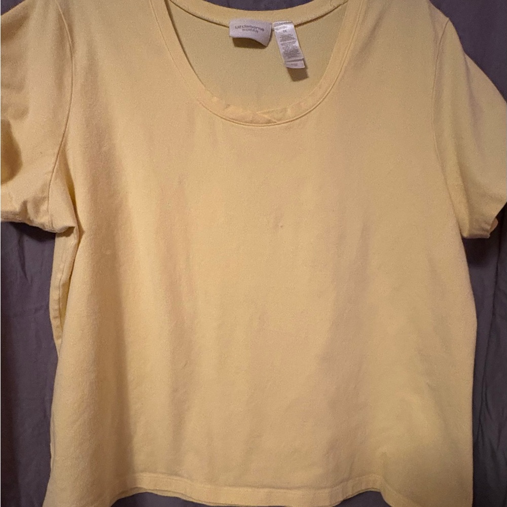 Liz Claiborne Yellow Boxy Short Sleeve T-Shirt